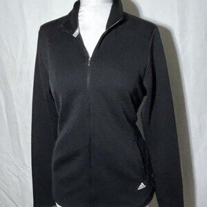 Adidas Track Golf Jacket Ribbed Black Front Zipper Women's Sz Large